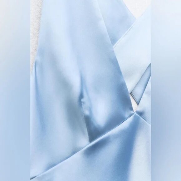 Zara SATIN EFFECT MIDI DRESS - Picture 5 of 6